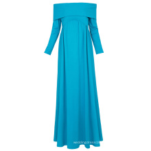 Kate Kasin Sexy Womens Maternity Long Sleeve Off Shoulder Long Maxi Sky Blue Maternity Dress KK000677-2